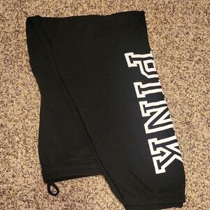 PINK Victoria's Secret Black Joggers with White Logo